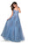 La Femme - 27492 Blossom Appliqued Cascading Lace Gown In Blue