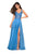 La Femme - Lace Embroidered A-Line Gown with Slit 27751  In Blue