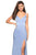 La Femme - 27519 Seamed Strappy Evening Dress with Slit In Blue