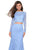 La Femme - 27601 Two-Piece Allover Lace Long Sleeve Evening Gown In Blue