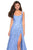 La Femme - 27476 Classy Allover Lace Organza Gown with Romper shorts In Blue
