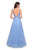 La Femme - 27646 Floral Embroidered Plunging V-Neck A-Dress In Blue