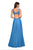 La Femme - Lace Embroidered A-Line Gown with Slit 27751  In Blue