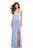 La Femme - 27060 Strappy Plunging Sweetheart Gown with Slit In Blue