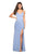 La Femme - 27519 Seamed Strappy Evening Dress with Slit In Blue
