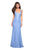 La Femme - 27623 Strappy Low Back Lace Mermaid Gown In Blue