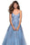 La Femme - 27492 Blossom Appliqued Cascading Lace Gown In Blue