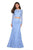 La Femme - 27601 Two-Piece Allover Lace Long Sleeve Evening Gown In Blue