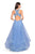 La Femme - 27603 Plunging Halter Lace Ballgown In Blue