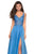 La Femme - Lace Embroidered A-Line Gown with Slit 27751  In Blue