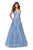 La Femme - 27492 Blossom Appliqued Cascading Lace Gown In Blue