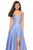 La Femme - 27634 Rhinestone Embellished A-Line Gown with Slit In Blue