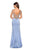 La Femme - 27081 Rhinestone Embellished Gown with Slit In Blue