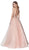 Cinderella Divine - CM308 Strappy Beaded A-Line Gown In Pink