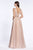 Cinderella Divine - CM9086 Deep V-neck Beaded Pleated A-line Dress In Pink