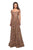 La Femme - 26582 Lace Bateau A-line Dress In Brown