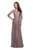 La Femme - 27857 Lace Bateau A-line Dress In Brown
