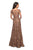 La Femme - 26582 Lace Bateau A-line Dress In Brown