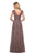 la Femme - 26942  V Neck Floral Lace Appliqued A-Line Tulle Gown
