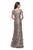 La Femme - 27884 Floral Bateau Evening Dress In Brown