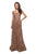 La Femme - 26582 Lace Bateau A-line Dress In Brown