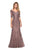La Femme - 26943 Bedazzled Curve V-neck Trumpet Dress In Brown