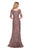 La Femme - 26943 Bedazzled Curve V-neck Trumpet Dress In Brown