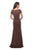 La Femme - 27067 Bateau Side Ruched Trumpet Dress In Brown