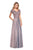 La Femme - 27098 Embordered Lace Bodice Chiffon A- Line Gown In Neutral and Brown
