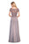 La Femme - 27098 Embordered Lace Bodice Chiffon A- Line Gown In Neutral and Brown