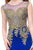 Colors Dress - 1362 Gilt Beaded Lace Illusion Gown In Blue and Gold