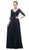 Cinderella Divine - CR785 Beaded Embroidered Empire Waist Long Dress In Blue