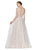 Cinderella Divine - CR823 Floral Lace Deep V-neck A-line Gown In Pink