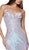 Cinderella Divine - CR824 Strapless Metallic Iridescent Mermaid Gown In Blue