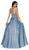 Cinderella Divine - CR831 Beaded V-Neck A-Line Gown In Blue