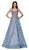 Cinderella Divine - CR831 Beaded V-Neck A-Line Gown In Blue