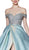 Cinderella Divine - CR833 Beaded Off-Shoulder A-Line Gown In Blue