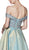 Cinderella Divine - CR833 Beaded Off-Shoulder A-Line Gown In Blue