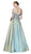 Cinderella Divine - CR833 Beaded Off-Shoulder A-Line Gown In Blue