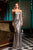 Cristallini - SKA362 Sequin-Ornate Draped High Slit Gown In Silver