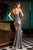 Cristallini - SKA362 Sequin-Ornate Draped High Slit Gown In Silver