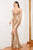 Cristallini - SKA362 Sequin-Ornate Draped High Slit Gown In Gold