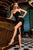 Cristallini - SKA369 Strapless Sequined High Slit Dress In Black
