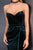 Cristallini - SKA462 Strapless Surplice Velvet High Slit Dress In Green