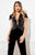 Cristallini - SKA911 Sequined Split Peplum Velvet Jumpsuit In Black