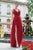 Cristallini - SKA233 Deep V-neck A-line Chiffon Dress In Red