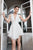 Cristallini - SKA233MINI V Neck Backless Illusion Cocktail Dress In White