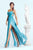 Cristallini - SKA443 Strapless Deep V-neck Sheath Dress In Blue