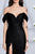 Cristallini - SKA494 Pleated Off-Shoulder Trumpet Dress In Black