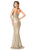 Cristallini - SKA523 Plunging Sweetheart Illusion Sequin Evening Gown In Gold